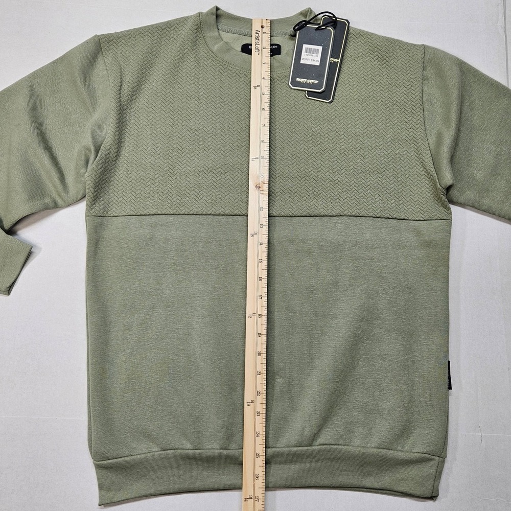 Eighth Avenue New York Men Small Sage Green Textured Crewneck Sweatshirt - Picture 5 of 10
